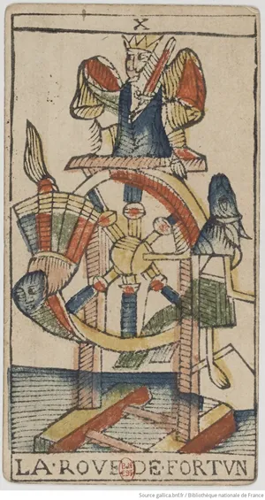 ジャン・ドーダル版マルセイユタロット:「運命の車輪」(1701年頃)